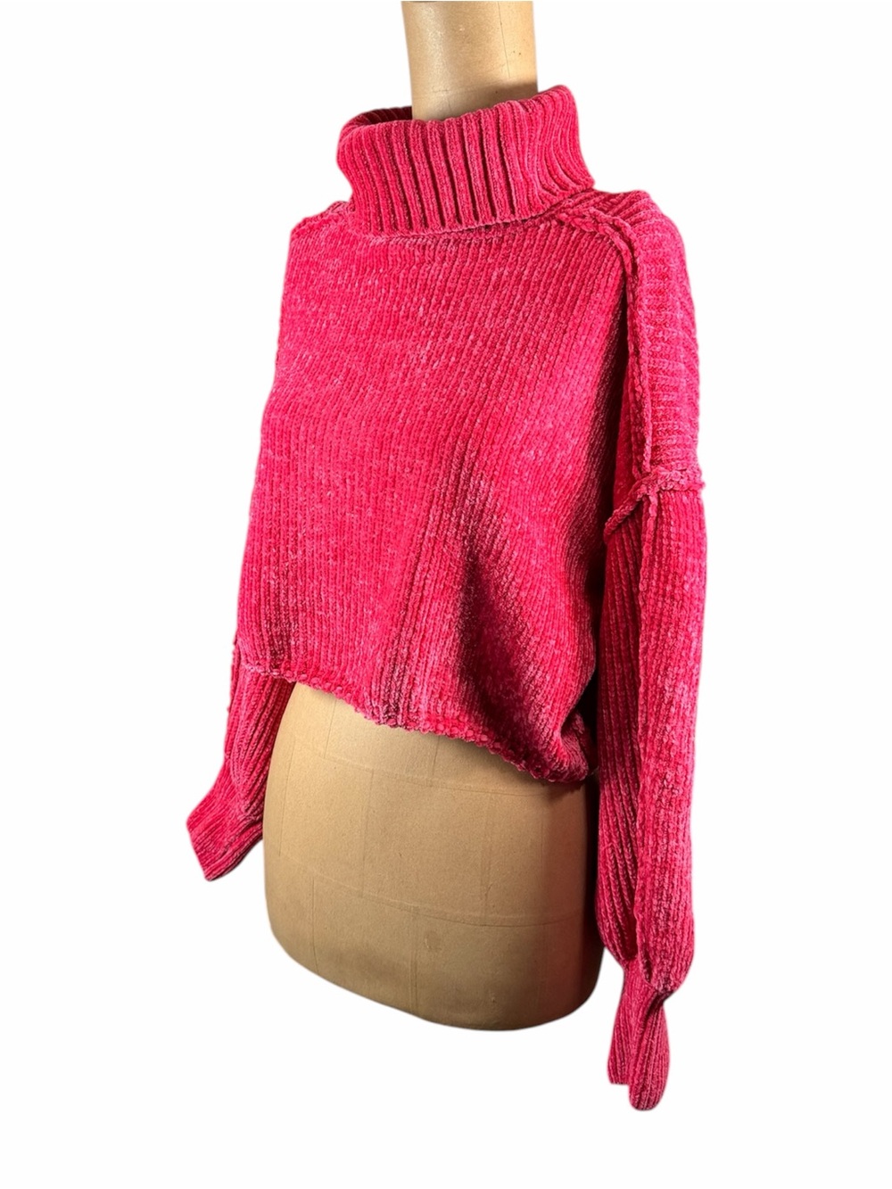 ALTAR’D STATE Hot Magenta Soft Chunky Knit Turtleneck Sweater
